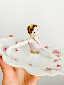 Vintage lady figurine jewelry dish