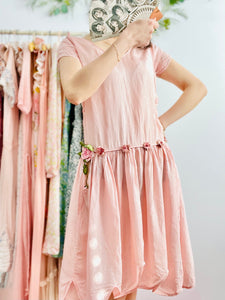 Vintage 1920s pastel pink ribbonwork dress