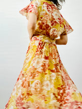 Load image into Gallery viewer, Vintage yellow abstract floral dress
