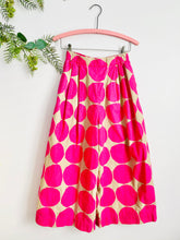 Load image into Gallery viewer, Hot Pink Circle Pattern Wide Leg Pants Linen Cotton Blend
