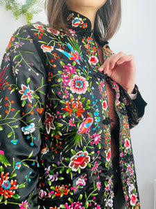 Vintage Chinese Floral Embroidered Jacket Colorful Statement Jacket