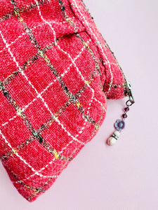 Vintage 1940s red purse tweed clutch