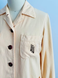 Vintage 1940s monogrammed jacket apricot color blouse