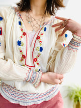 Load image into Gallery viewer, 1930s Hungarian Top Cotton Embroidered Peasant Blouse
