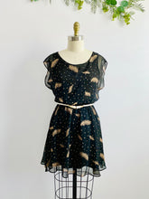 Load image into Gallery viewer, Black Polka Dots Novelty Feather Print Dress

