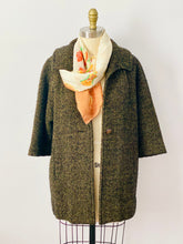 Load image into Gallery viewer, Vintage 1960s olive green tweed coat

