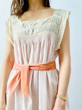 Load image into Gallery viewer, Vintage 1920s pastel pink lingerie dress with lace and damask ribbon
