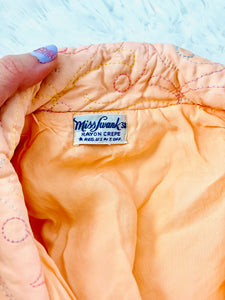 Vintage 1930s Peach Color Embroidered Rayon Crepe Bed Jacket