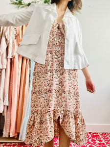 Pink floral ruffled dress