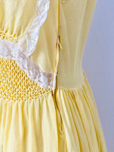 Load image into Gallery viewer, Vintage 1940s yellow hand smocked silk lingerie dress

