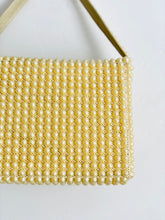 Load image into Gallery viewer, Vintage beige color faux pearl handbag vintage purse
