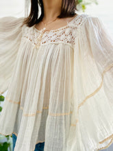 Load image into Gallery viewer, Vintage Cotton Lace Gauze Blouse with Flared Sleeves
