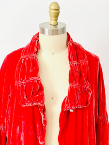 Vintage 1920s Art Deco red velvet coat with balloon sleeves