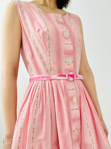 Vintage 1950s pink floral dress