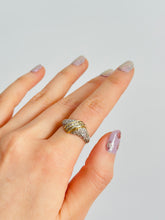 Load image into Gallery viewer, Vintage 14k Gold Pavé Diamond Croissant Ring
