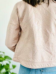 Pastel Pink Faux Leather Motorcycle Jacket