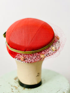 Vintage 1940s beaded hat with veil
