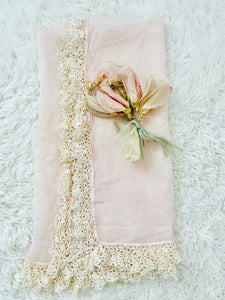 Vintage pastel pink lace scarf/shawl