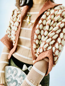 Vintage 1930s Brown Dotted Sweater Vintage Cardigan