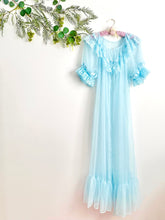 Load image into Gallery viewer, Vintage 1960s pastel blue peignoir lace lingerie
