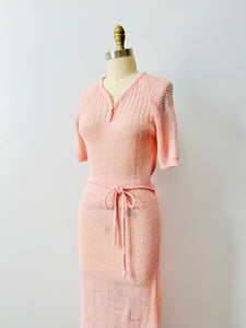Vintage 1950s pink knit dress
