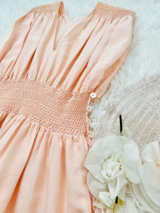 Vintage pink smocked lingerie dress
