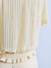 Load image into Gallery viewer, Vintage Beige Color Semi Sheer Striped Top Ruched Waist
