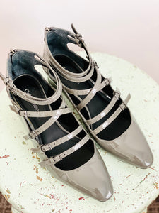 Vintage Calvin Klein Grey Color Strappy Heels Leather Shoes