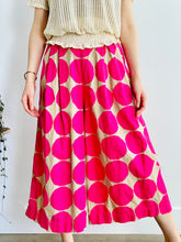 Load image into Gallery viewer, Hot Pink Circle Pattern Wide Leg Pants Linen Cotton Blend
