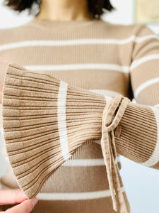 Mocha color striped knit top