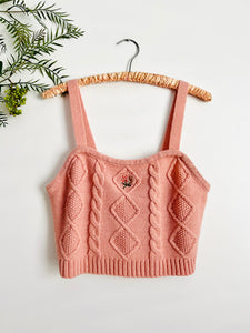 Pink knit cropped top