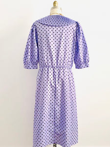 Vintage lavender color polka dots dress