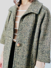 Load image into Gallery viewer, Vintage 1960s olive green tweed coat
