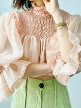 Load image into Gallery viewer, Vintage 1970s smocked cropped top
