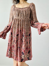 Load image into Gallery viewer, Pink floral paisley mini dress
