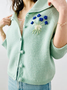 Vintage 1940s turquoise cardigan