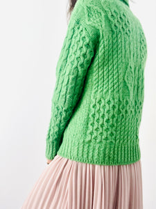Vintage forest green wool sweater jacket