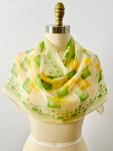 Vintage 1930s green silk scarf