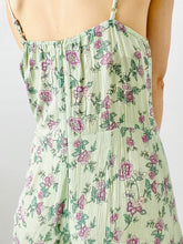 Load image into Gallery viewer, Vintage pastel green floral front tied jumpsuit

