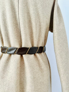 Vintage dark brown leather belt