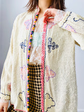 Load image into Gallery viewer, Vintage Moroccan Hand Embroidered Jacket with Pastel Crochet Buttons
