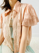 Load image into Gallery viewer, Vintage 1930s pink silk rayon bed jacket lingerie top
