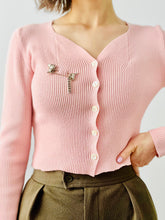 Load image into Gallery viewer, Pastel pink knit cropped top
