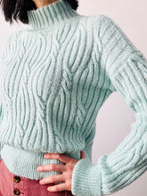 Load image into Gallery viewer, Vintage pastel blue mock neck pullover sweater
