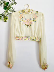 Rare antique 1910s silk embroidered top