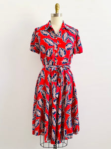 Novelty Print Dress Leaves print Red Dress