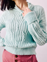 Load image into Gallery viewer, Vintage pastel blue mock neck pullover sweater
