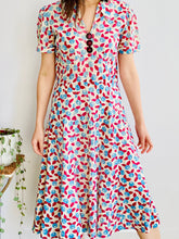Load image into Gallery viewer, 1930s Berry Print Novelty Print Dress w Celluloid Buttons

