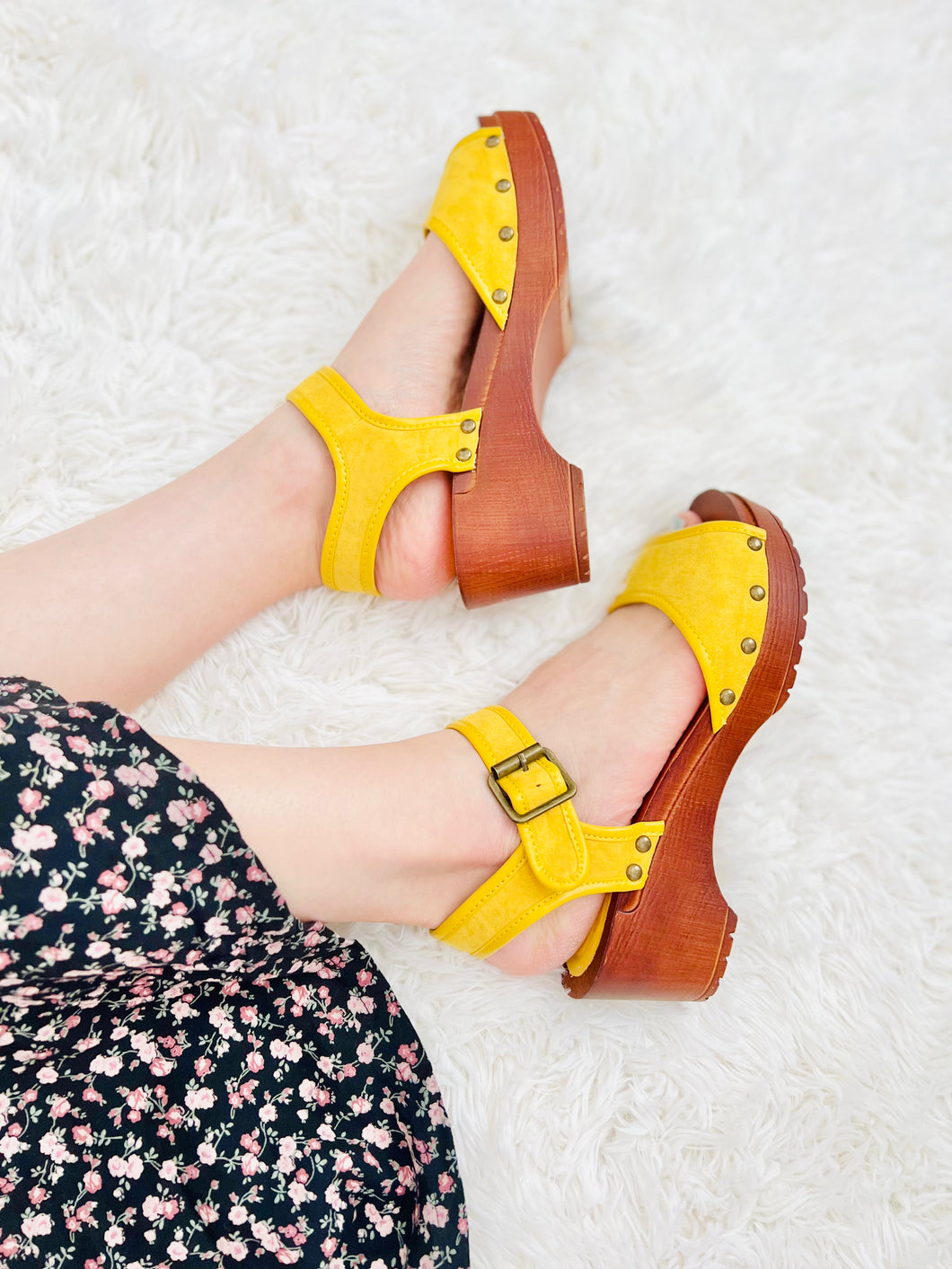 Yellow clog style sandals
