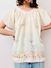 Load image into Gallery viewer, Vintage 1960s pink embroidered cotton top
